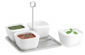 Blomus Servírovací set 4 kusů porcelánových misek s táckem Enza 